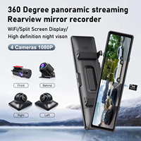 Adinkam 4CH Mstar Dash Cam 12 ''WIFI Rear View Mirror 4 Cameras  Side Fisheye Golden Lens Full HD Night Vision Parking Monitor