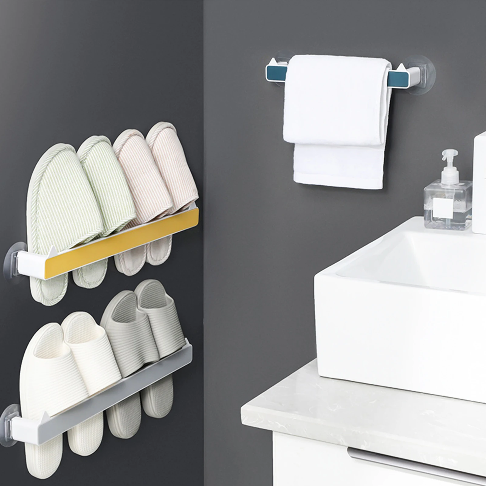 

3 Pcs Dust-proof Shoe Rack Storage Slippers Perforation Free Wall Towel Cat Ear Holder Hanging Racks