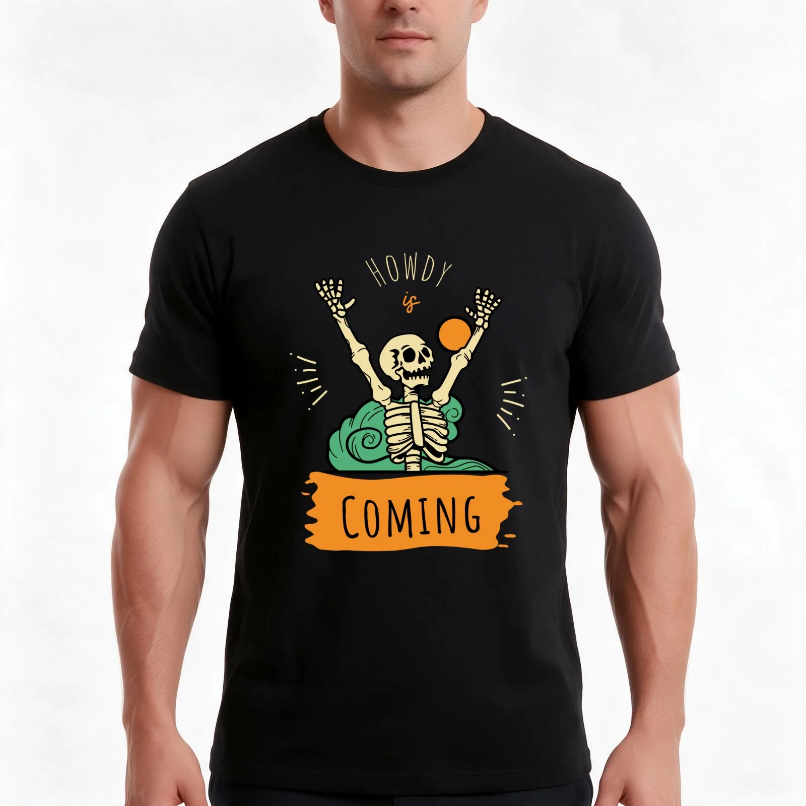 Ryan Trahan Merch Howdy Skeleton T-Shirt, Summer Casual Cotton Tee, Oversized Streetwear Tops, Vintage Graphic Print