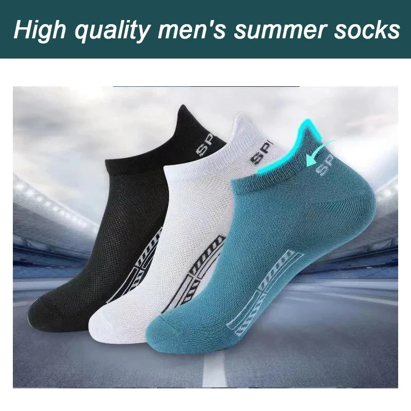 10Pairs High Quality Men Ankle Socks Breathable Cotton Sports Socks Mesh Casual Athletic Summer Thin Cut Short Sokken Size 38-46