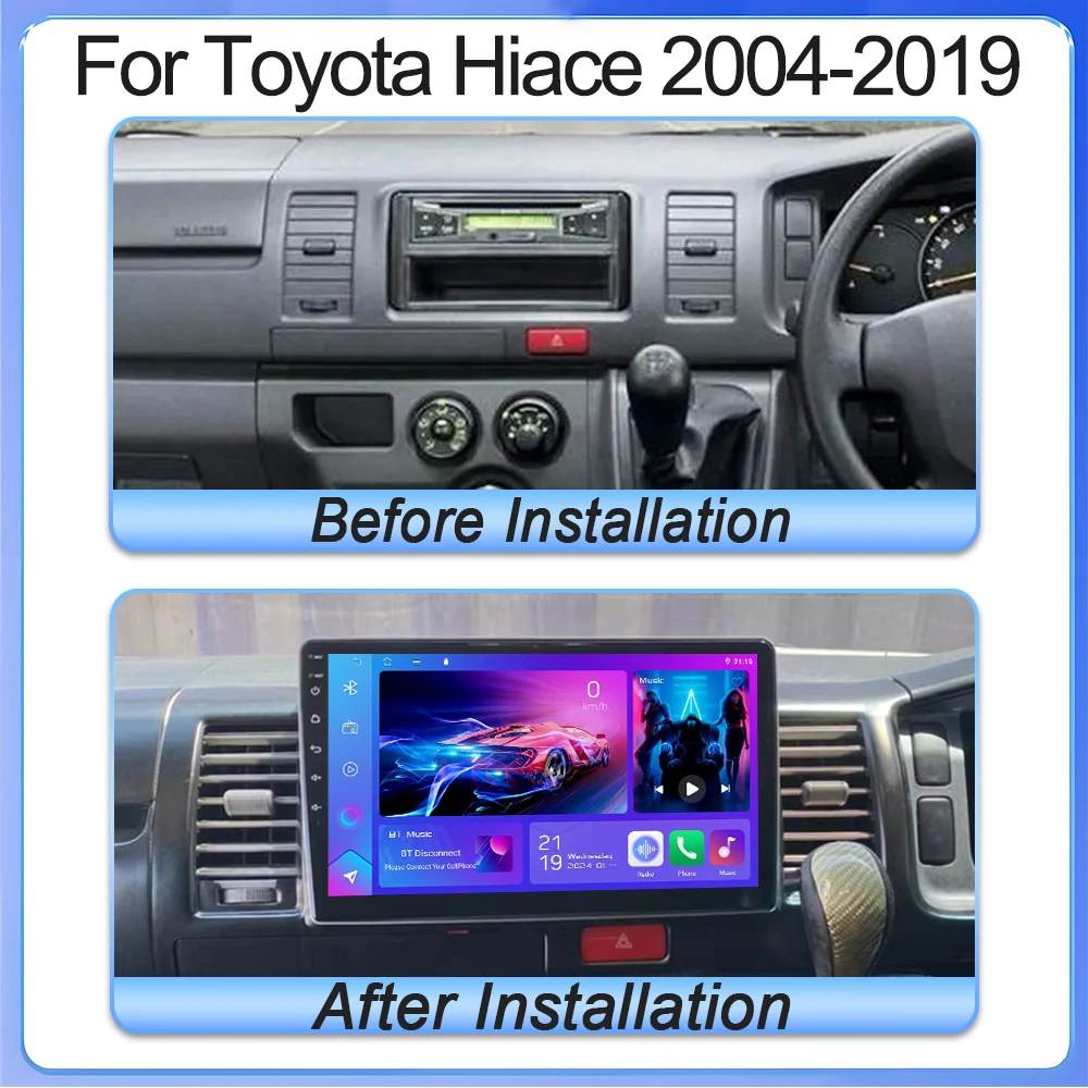 Android 16 For Toyota Hiace 2004-2019 Radio Stereo Car Multimedia Player GPS Navigation High-performance Wifi 5G BT DSP DVD Rds