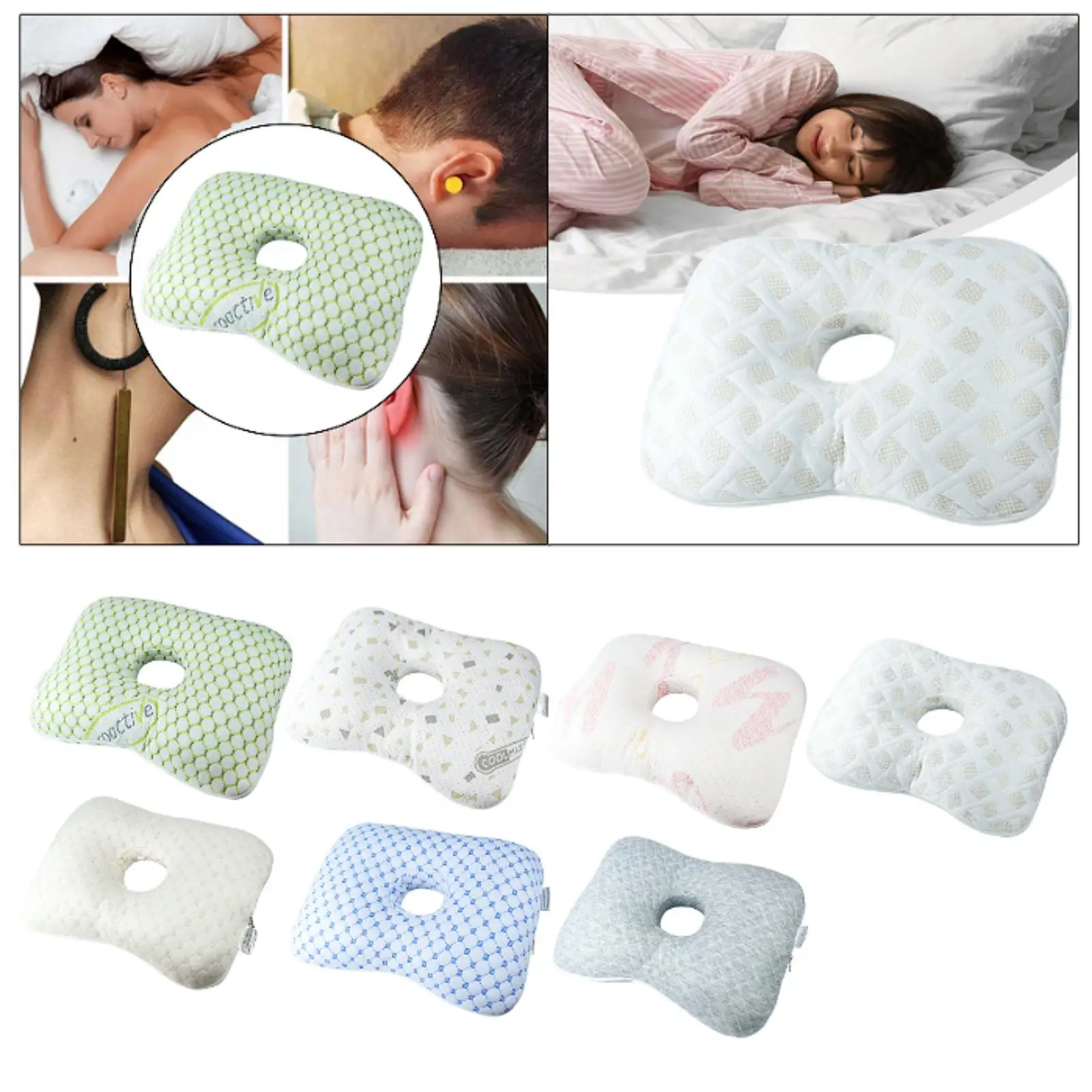 Ear Hole Pillow Side Sleeper Pillow Relaxation Washable Neck Support Protection