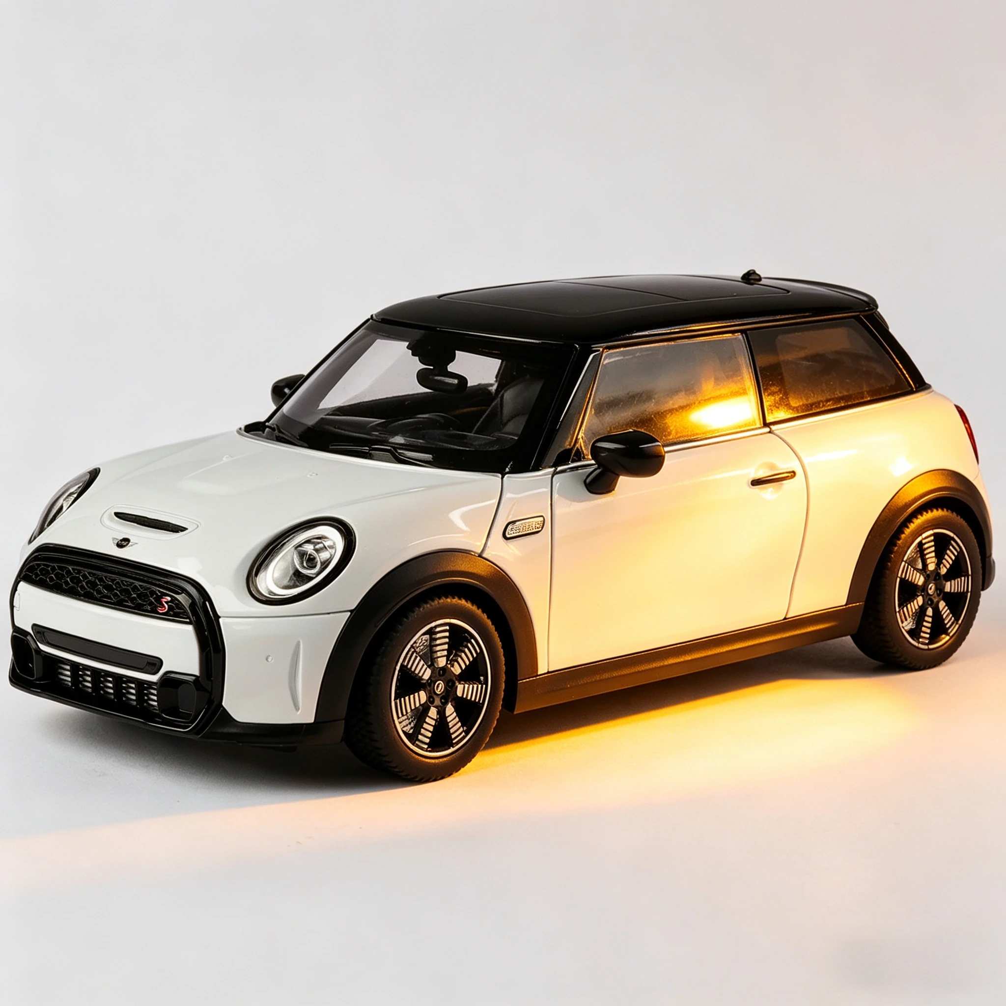 

1:18 Mini Cooper S Car Model Toy Metal Diecast Pull Back Doors Opened Miniature Vehicle Model Boys Sound Light Gift
