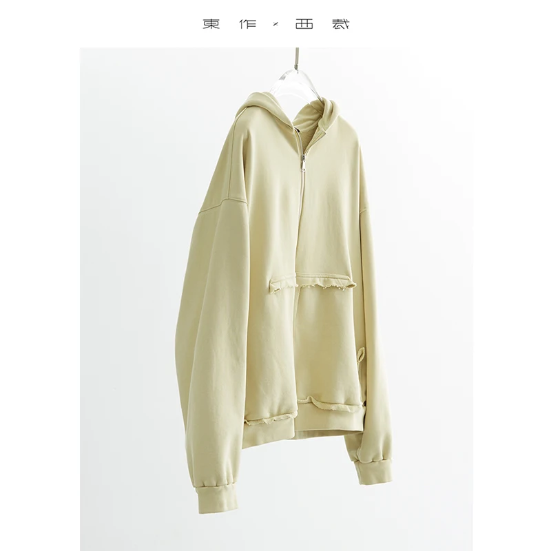 

Counter Sells 3000 Yuan ~ Women's Loose Hooded Sweatshirt Casual Design Top Pure Cotton Zipper Jacket 2025 Autumn and Winter New Style