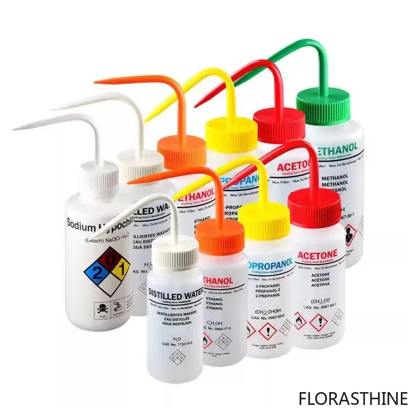 1pc 250ml 500ml Safe Wash Bottle with Acetone Label Methanol Ethanol Laboratory Cleaning Bottle