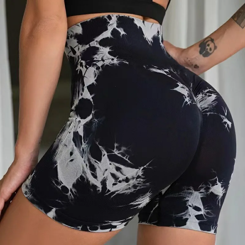 Seamless Tie Dye for Women High Waist Butt Lift Shorts High Elastic Fashion Gym Trainning Yoga Slim Knitted Fitness Leggings