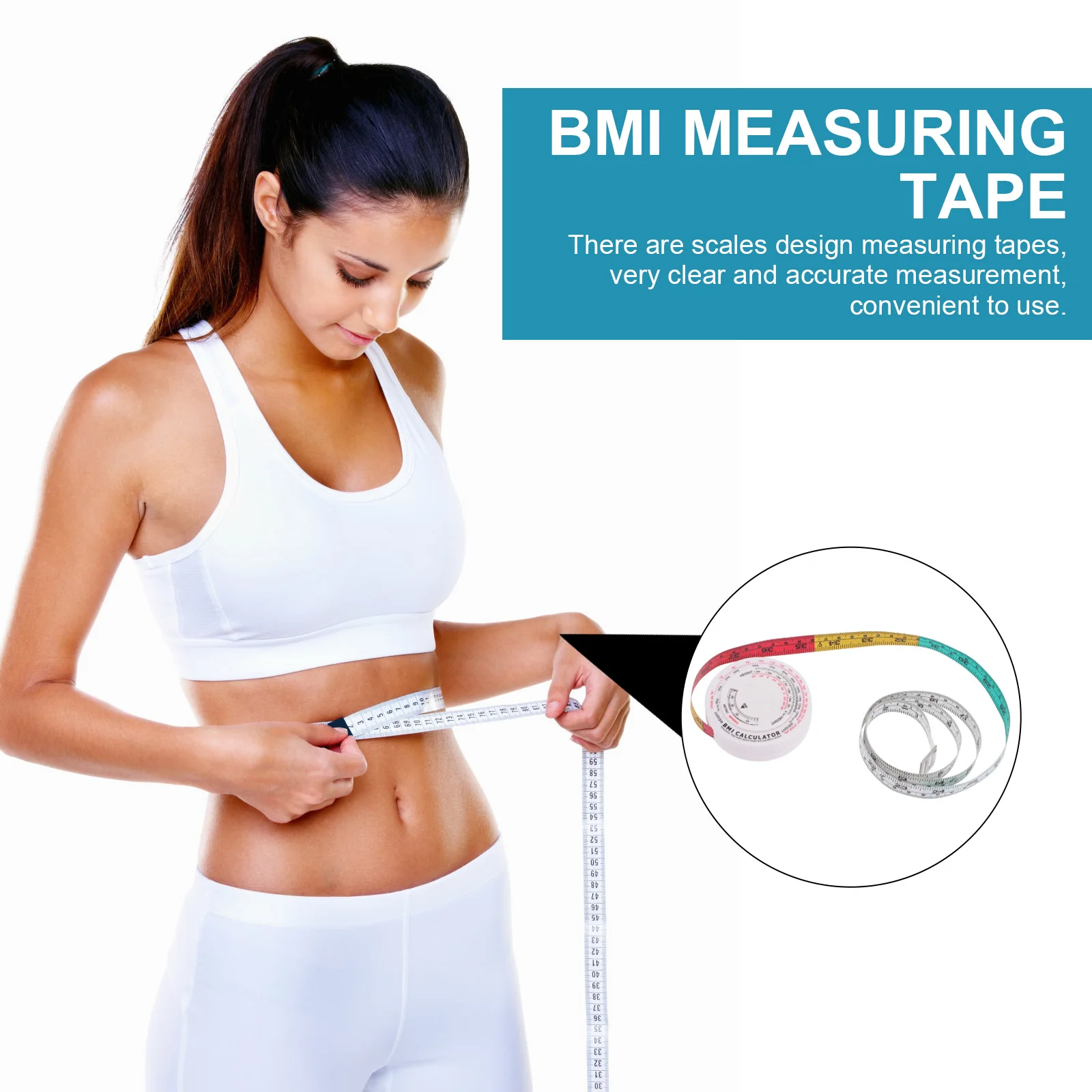 

2Pcs BMI Body Measuring Tape Calculator Waist Health Measurement ABS PP Material Flexible Durable Portable Small Size