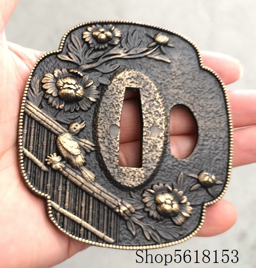 Hige alloy flower tsuba For Japanese katana wakizashi tanto