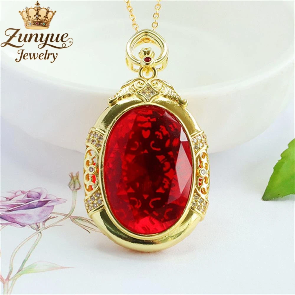 

Красный стеклянный кулон, инкрустированный бриллиантами, популярный изысканный элегантный роскошный качественный ювелирный подарок, элитные лучшие подвески