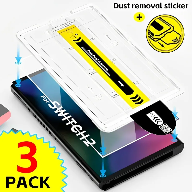 

Простая установка защитных пленки для Switch2 с наклейками для удаления пыли Защитные пленки из закаленного стекла для Nintendo Switch 2