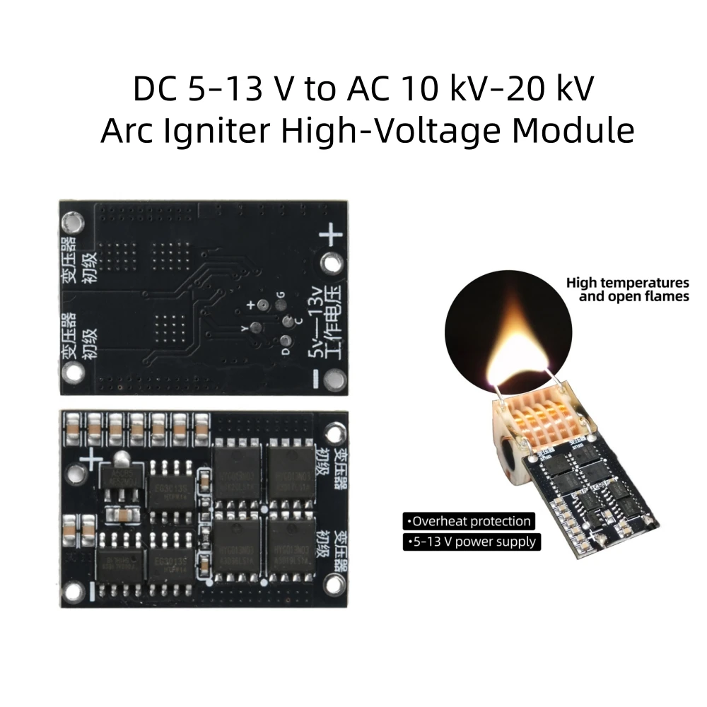 DC 5-13V 80W Work 10kV-20kV High Voltage Arc Ignition Board Generator Inverter Boost Step Up DIY Kit Transformer MOS protection