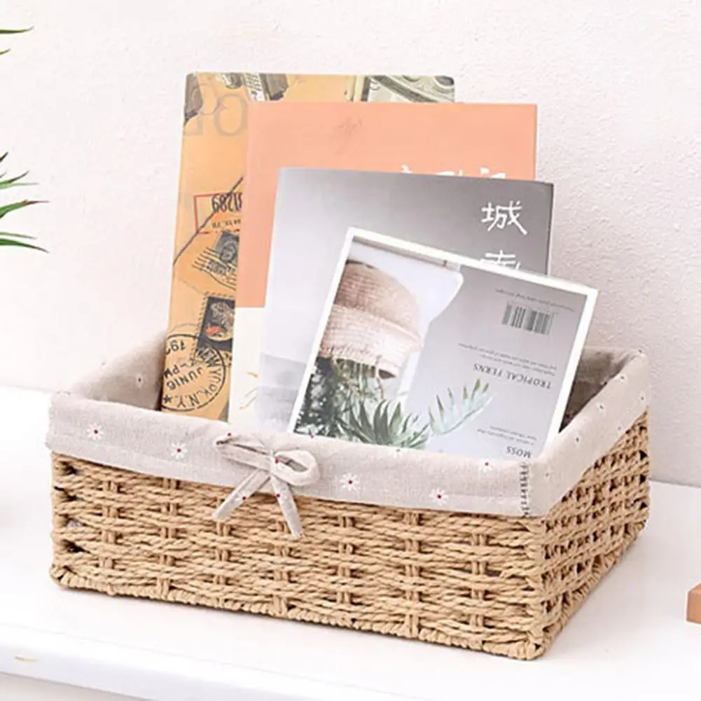 Sundries Box Good Load Capacity Fabric Sundries Container Multifunction Handmade Clothes Toys Rattan Storage Basket For Home