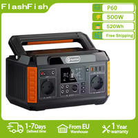 Flashfish P60 Portable Power Station 500W Solar Generator 520Wh Lithium ion Battery Home Backup Outdoor Camping Mobile power