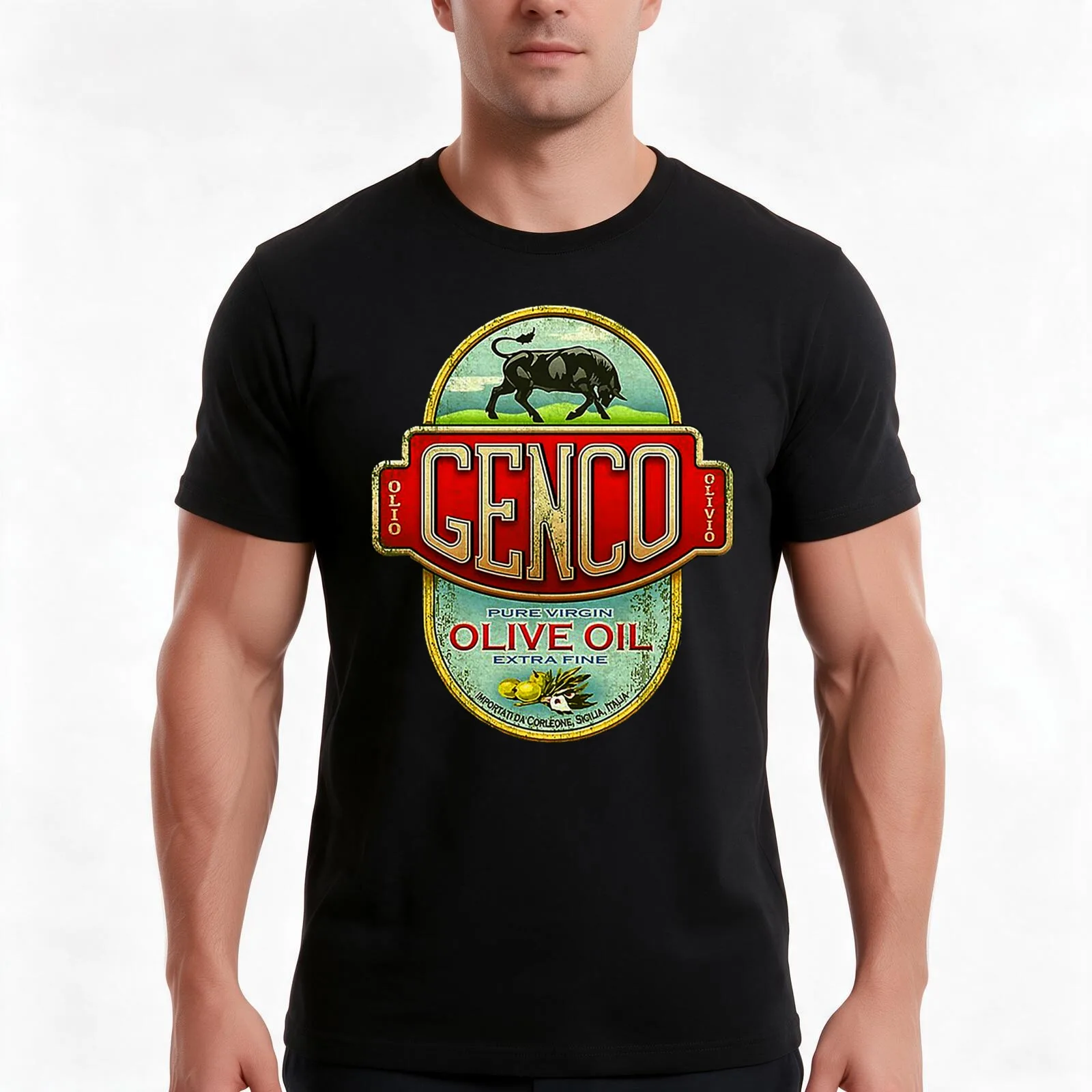 Genco Olive Oil Vintage T-Shirt, Summer Casual Cotton Tee, Oversized Streetwear Tops, Vintage Graphic Print, Unisex Men Women