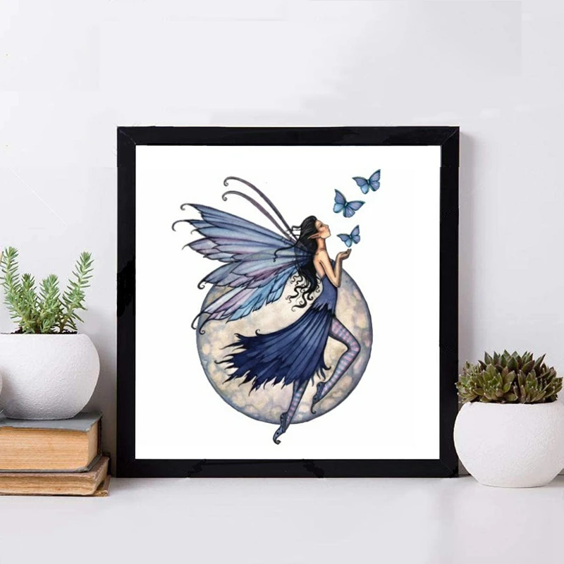 5D Full Drill Fairy And Butterfly Diamond Painting Kits Farmhouse Diamond Embroidery Handmade Gift Home Decor-40X40cm