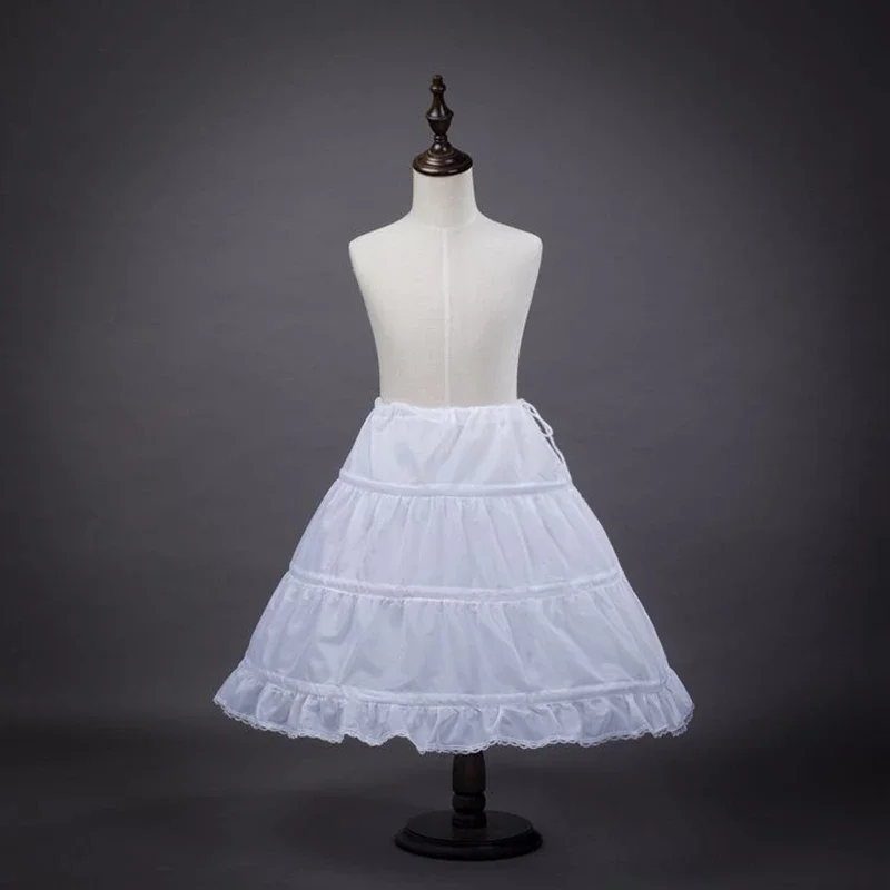 White Girls Petticoat Underskirt Cosplay Party Short Dress Princess Birthday A-Line 3 Hoops Petticoat Summer Skirt for Girls