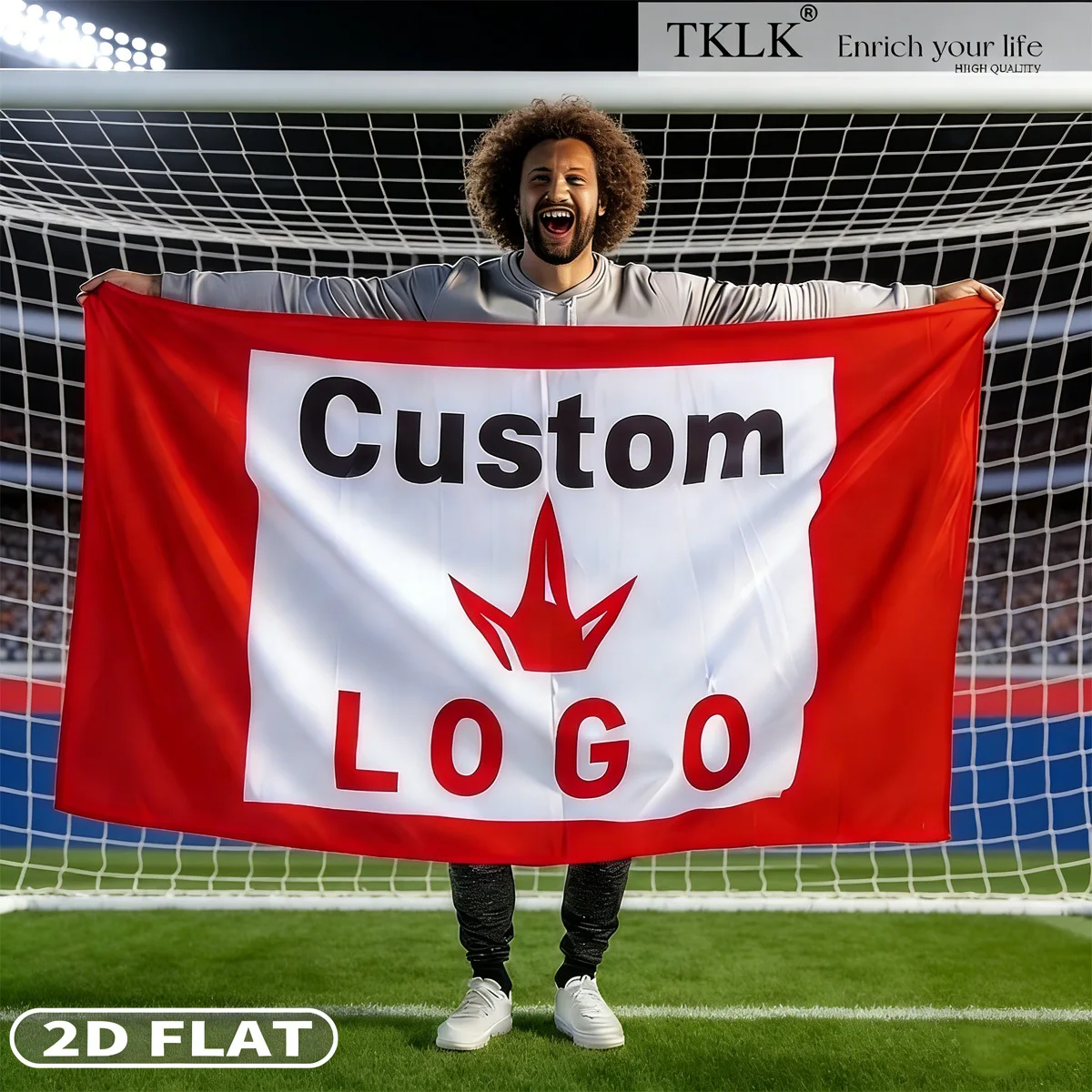 1pc Multi-Size Football/Soccer Fan Flag Banner - Custom Logo/Text,  Durable Polyester for Bar Watch Parties, Stadium Stands