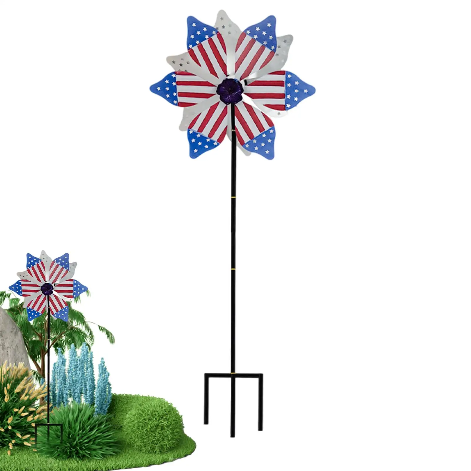 

Wind Spinner Patriotic Pinwheels With Stake Yard Wind Spinners For Garden Backyard Patio Lawn Porch Flower Bed Pathway Entrance