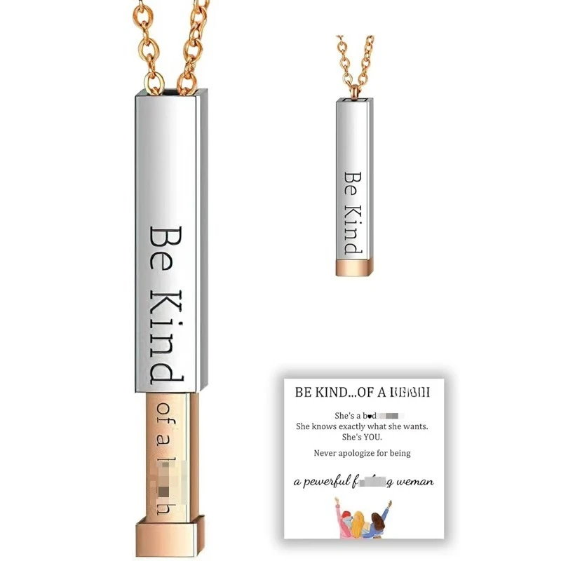 STAINLESS STEEL Necklaces for Women, Hidden Message, Best Friends Sorority Sisters Friendship Jewelry Gift, Square Tube Pendant