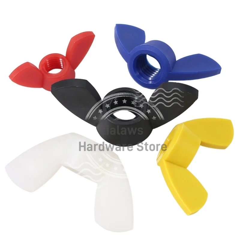 M3 M4 M5 M6 M8 M10 M12 Nylon Wing Nut Plastic Insulated Hand Tighten Butterfly Nuts Black/White/Red /Yellow/Blue Wingnuts