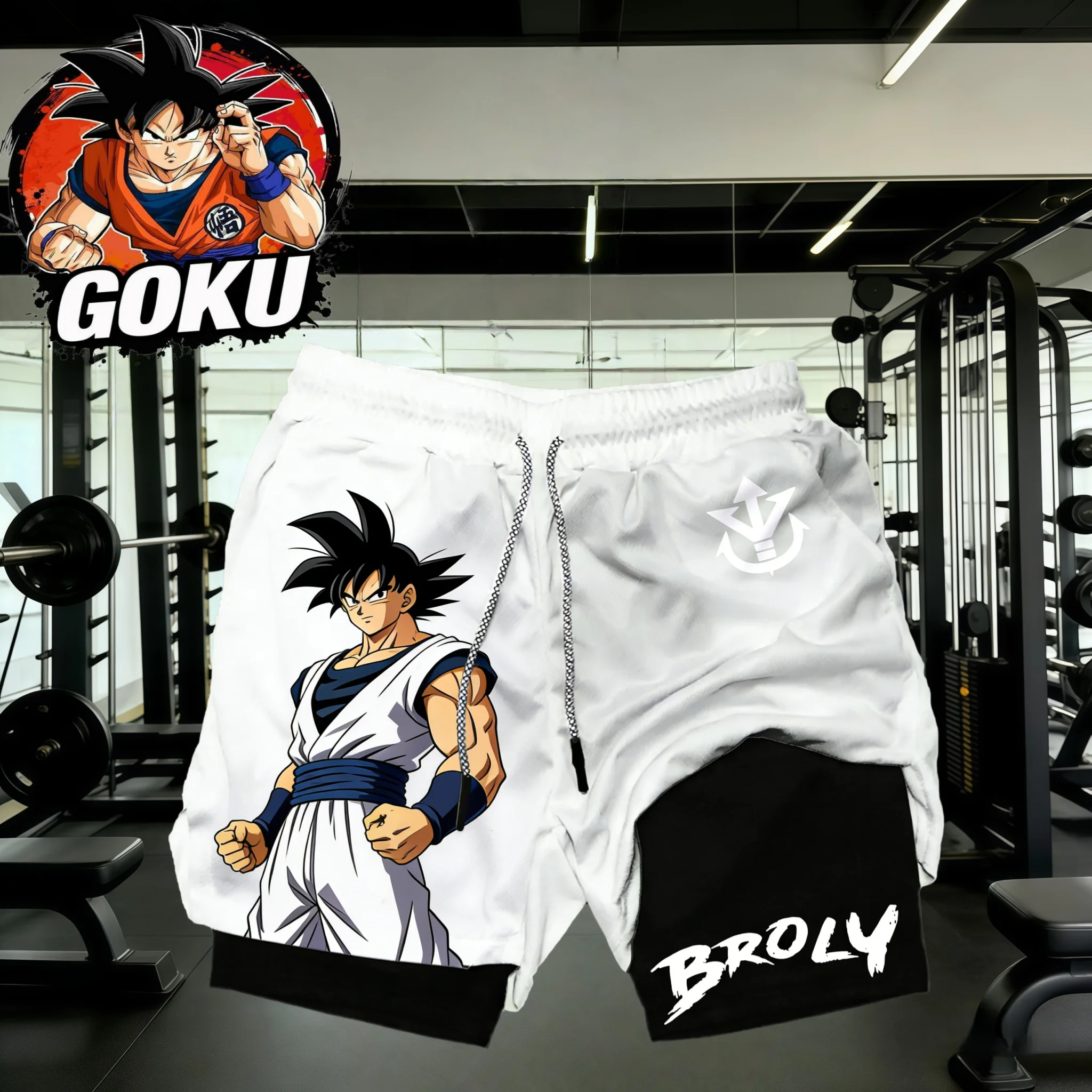2026 Sommer Dragon Ball Goku & Broly Print 2-in-1 Shorts Übergroße Atmungsaktive Schweißabsorbierende Fitness Streetwear Unisex