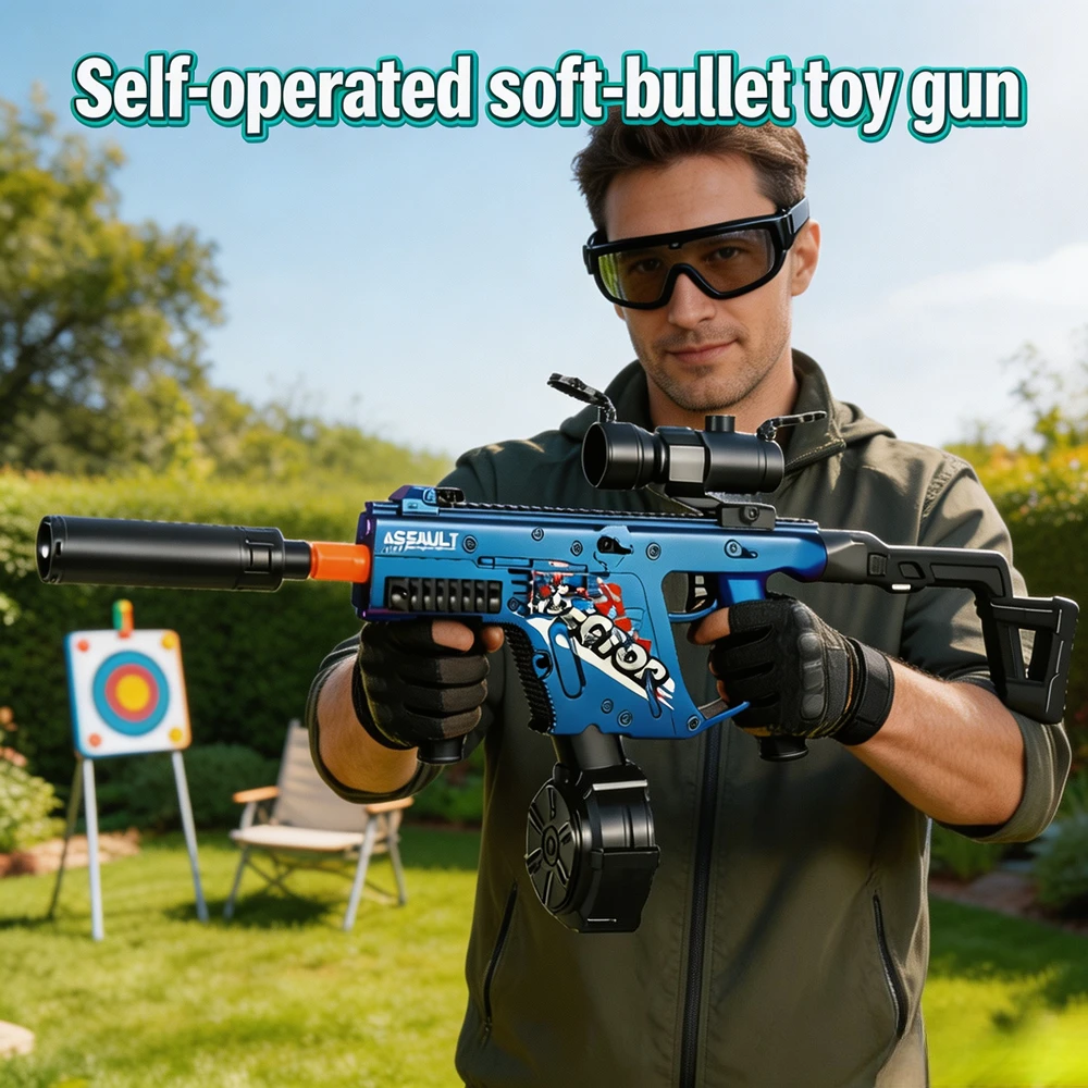 Electric Semi Automatic Multicolor Soft Foam Bullet Toy Gun Shooting Blaster Toy Outdoor Game Play Toy Birthday Holiday Gift