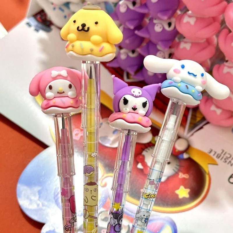 Sanrio 56pcs 총알 연필 만화 Kuromi 멜로디 Pochacco 교체 가능한 연필 초등 학생 문구 블랙 도매