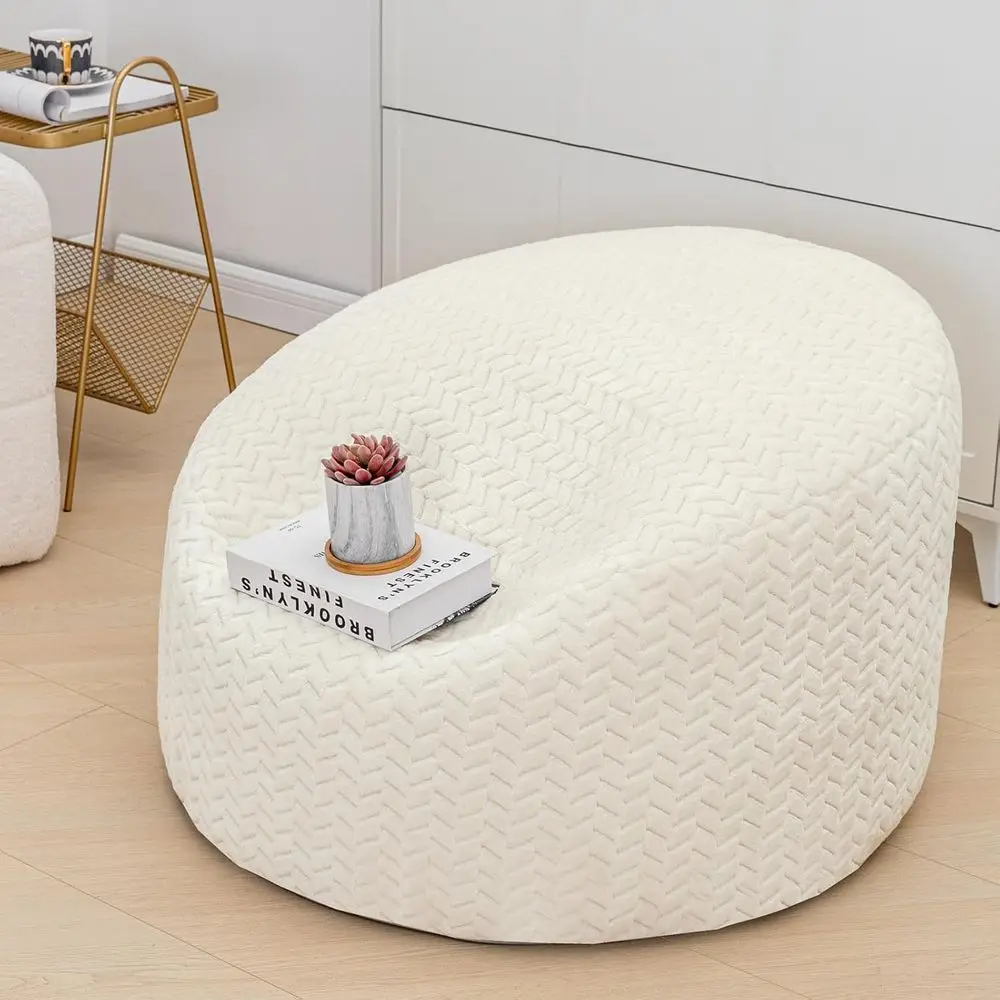 

Bean Bag Chairs Cover No iller Sot Washable Plush iber Adult Beag Chair uzzy ur Cover Without illing Cream Bean Bag Cover