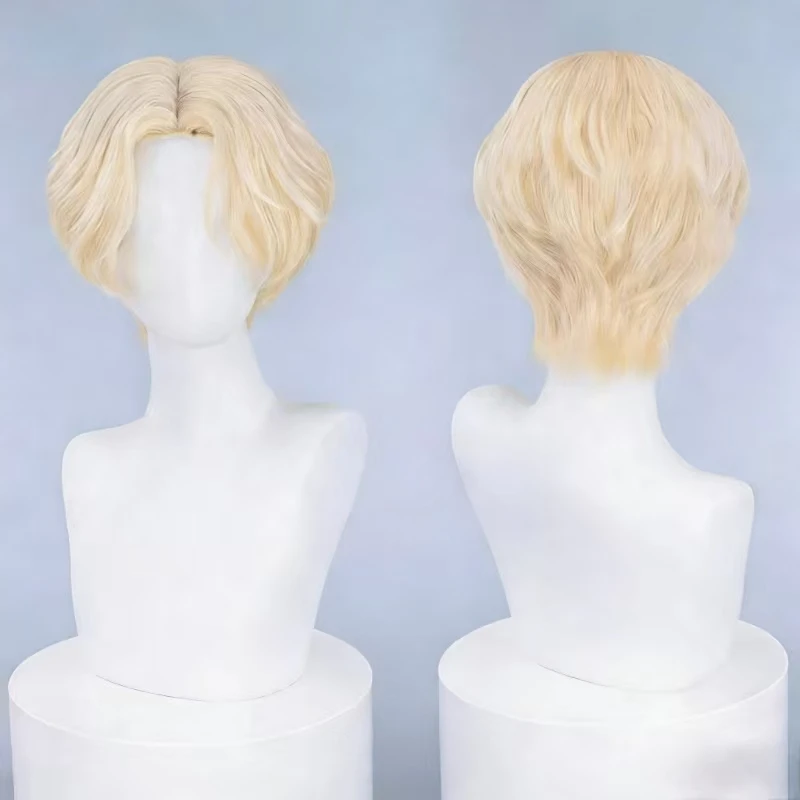 

Anime Luka cosplay wig Short Golden Heat Resistant Synthetic Hair with Rose net For Women Men Halloween Party