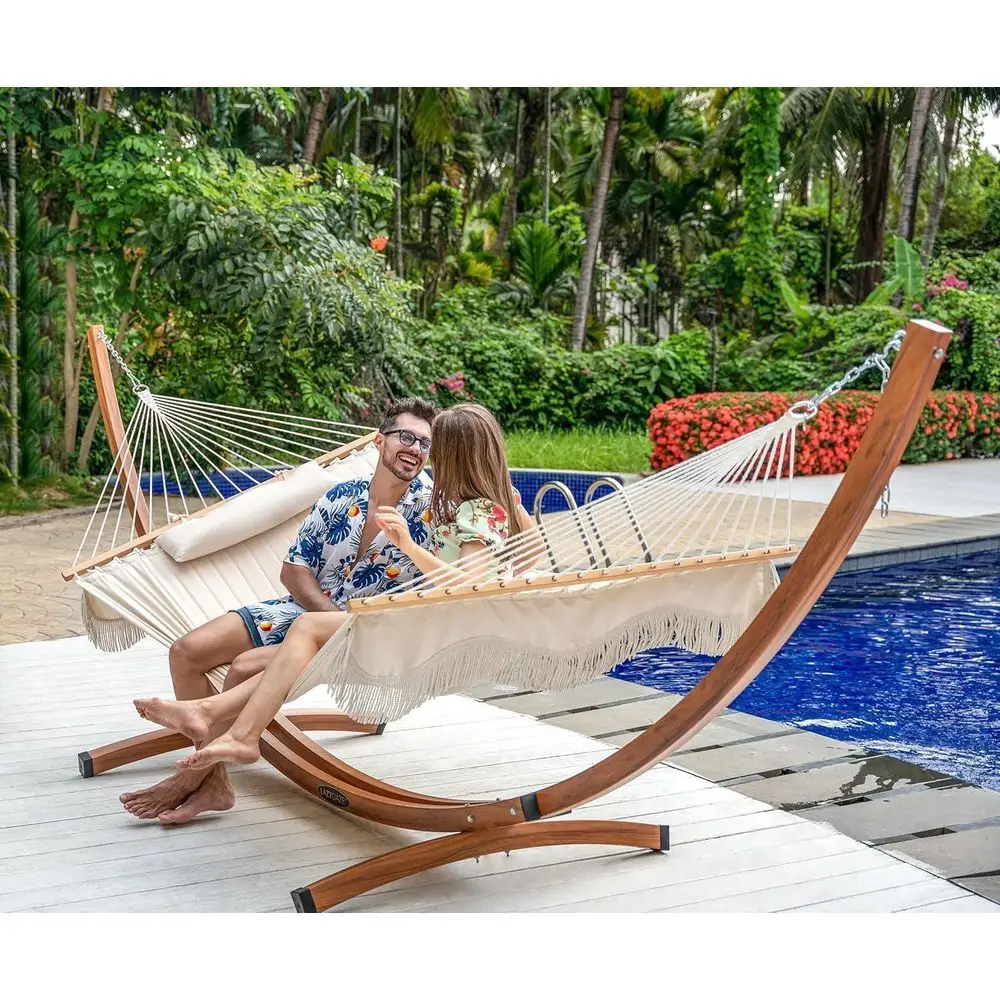 13.5 t Heavy Duty Steel Hammock Stand with Chains, 2 Person Weather-Resistant Curved Stand for Outside, Backyard, Patio, 500 Lbs