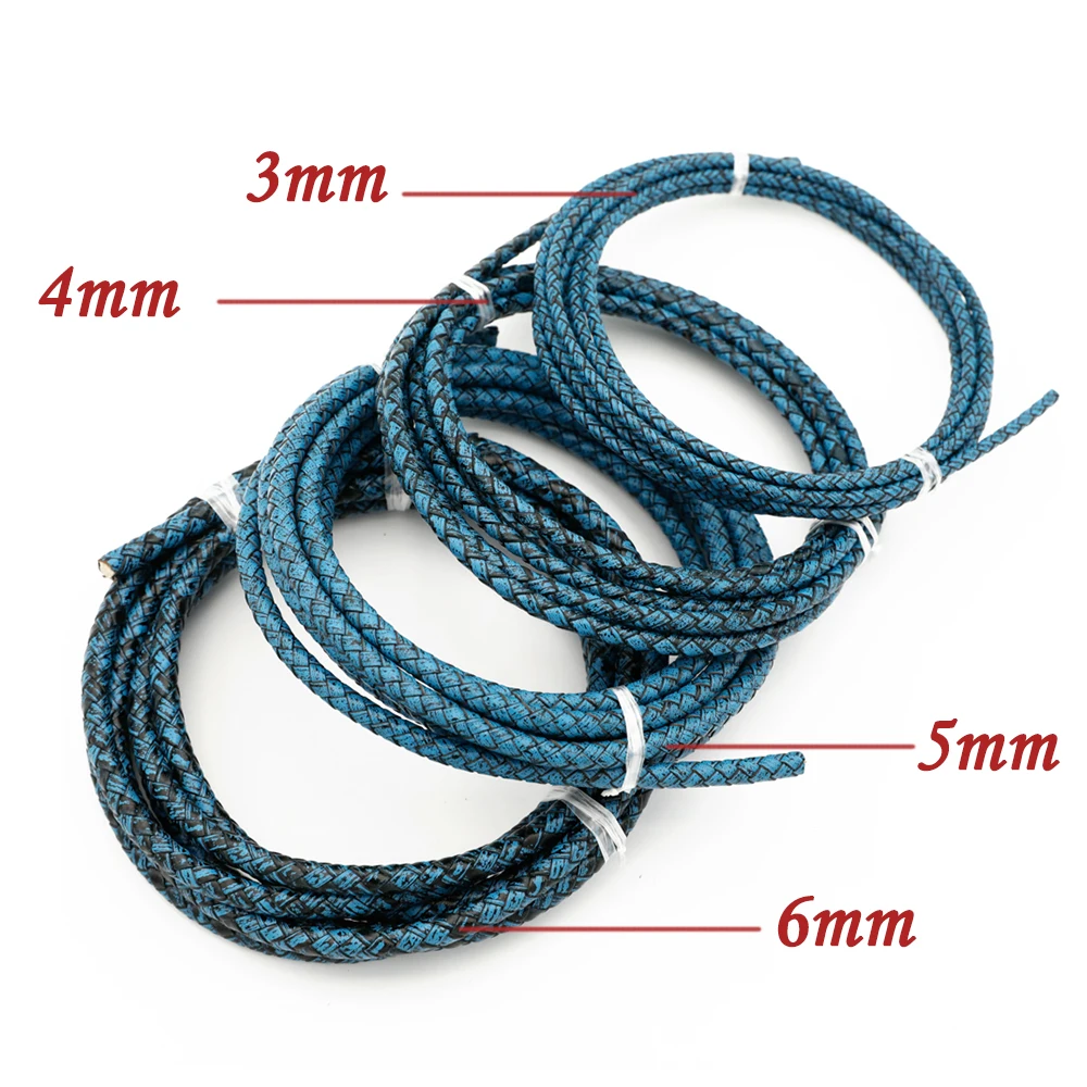 2M Genuine Braided Leather String Round 3-6mm Vintage Leather Cord for DIY Jewelry Bracelet Findings Weaving Material Accessorie image 5
