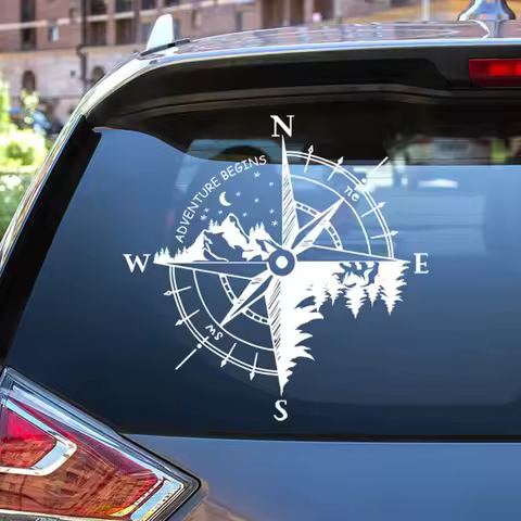 Compass adventure begins decal high quality vinyl sticker for your van, camper or caravan E972