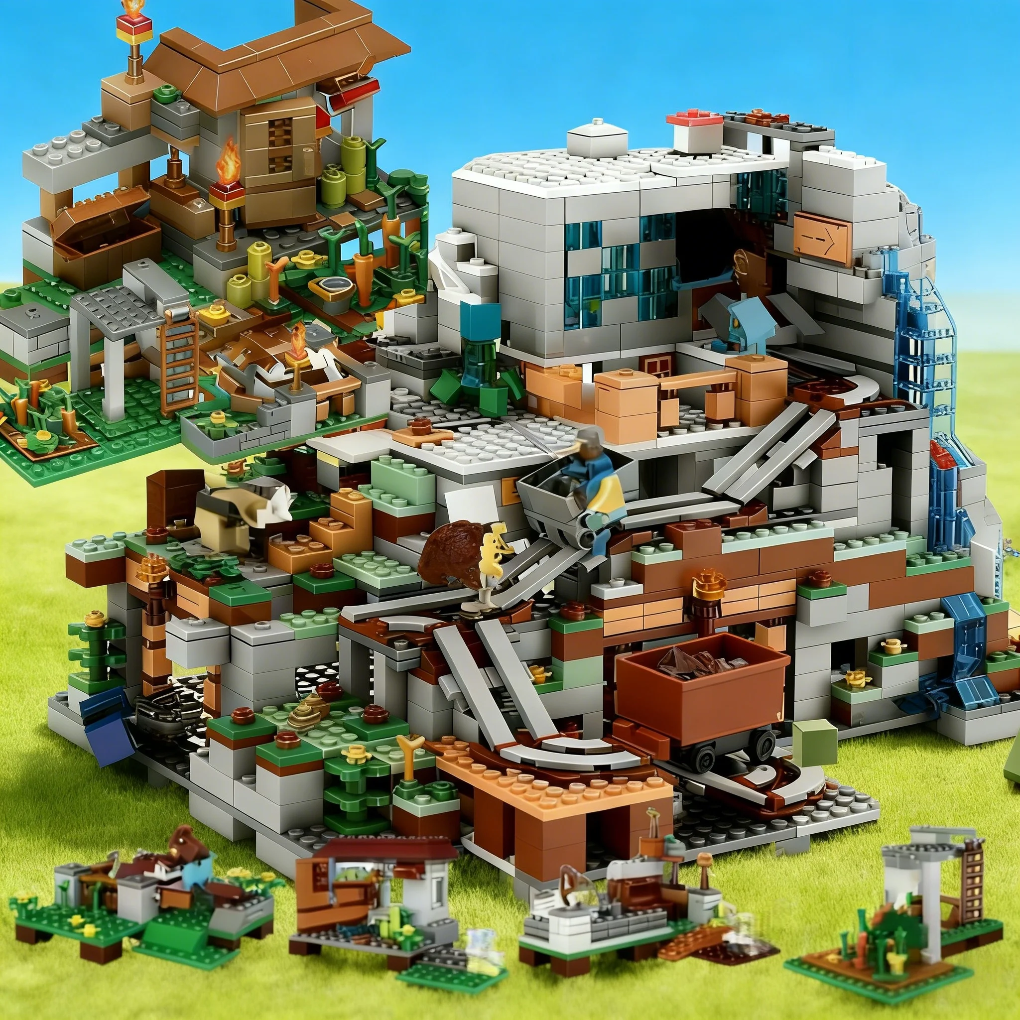 

Block World Cave & Village Building Blocks Set - Large Multi-Layer Scene Construction Kit for Hobbyists