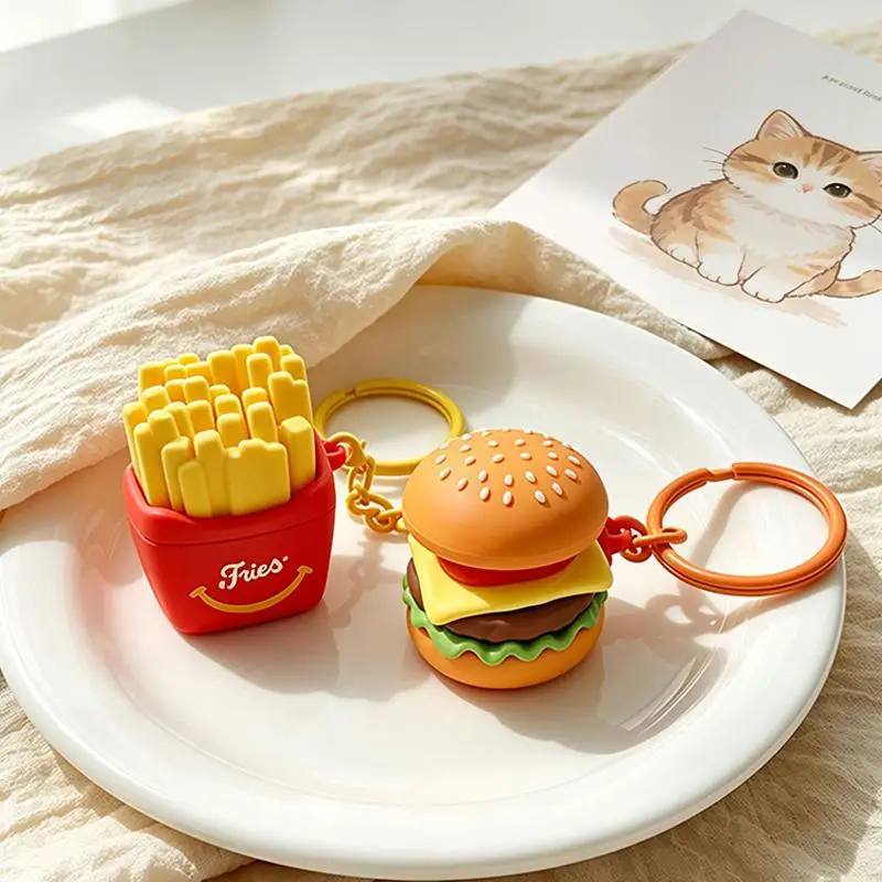 1PC Mini Gourmet Keychain Decompression Toy Anxiety Relief Toy Fried Egg Burger Sushi Avocado Durian Pendant Bag Backpack Decor. view 4