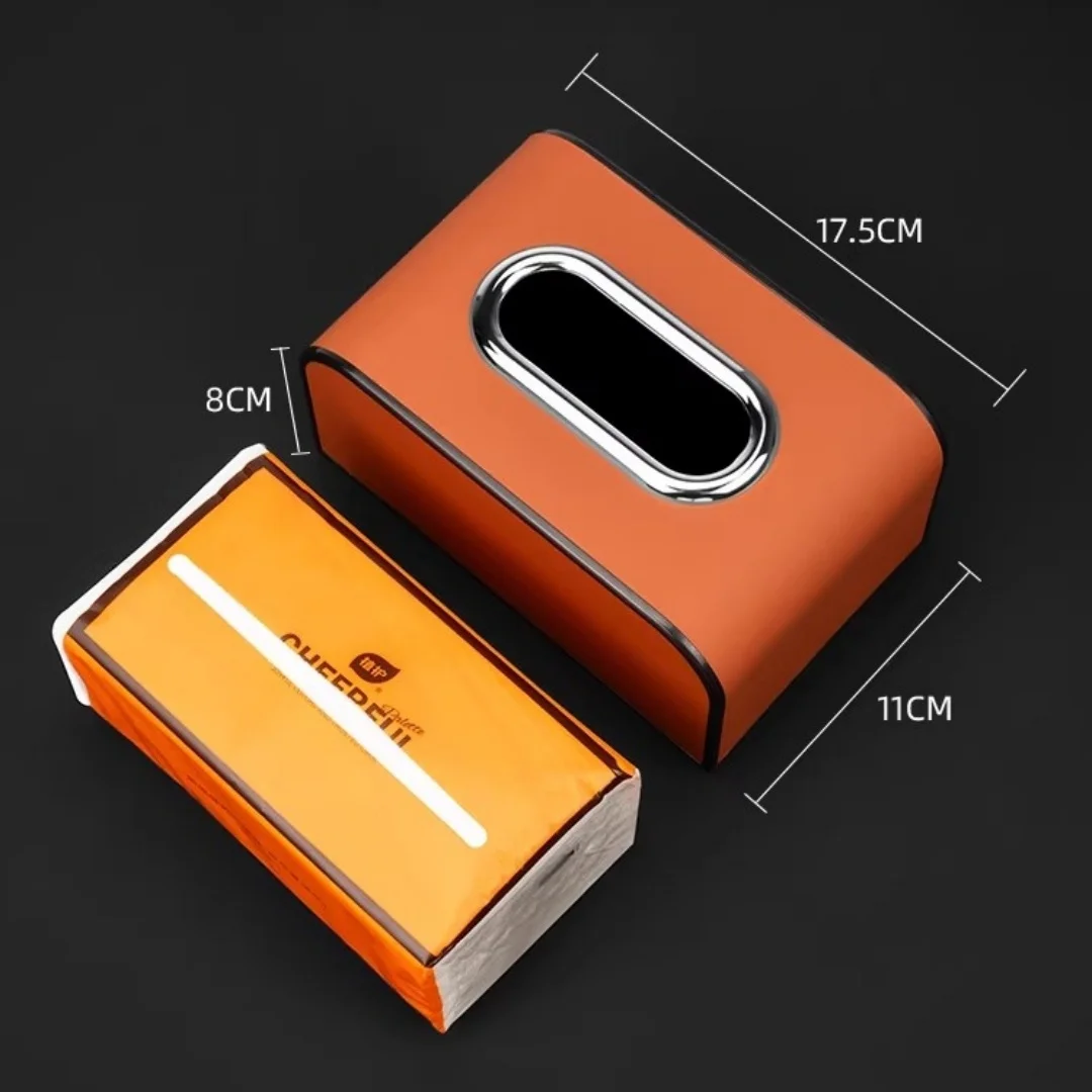 Car Tissue Box Leather Paper Holder White Tissue Holder Orange Toilet Paper Holder Tissue Box