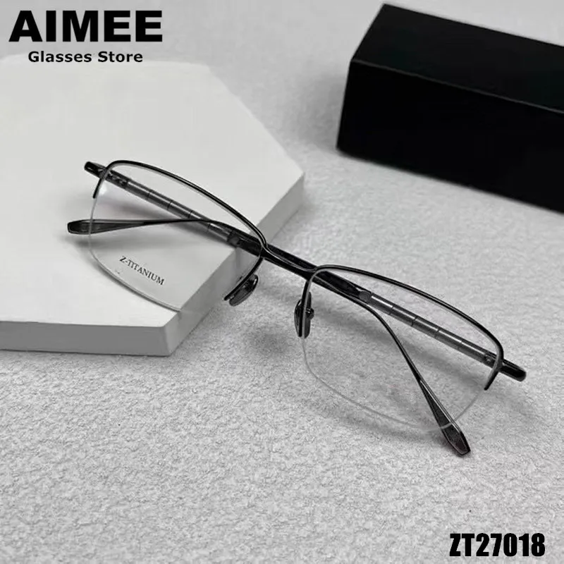

Сверхлегкая оправа для очков из чистого титана, мужские деловые квадратные очки с полуоправой ZT27018, женские брендовые дизайнерские очки Gafas, новинка
