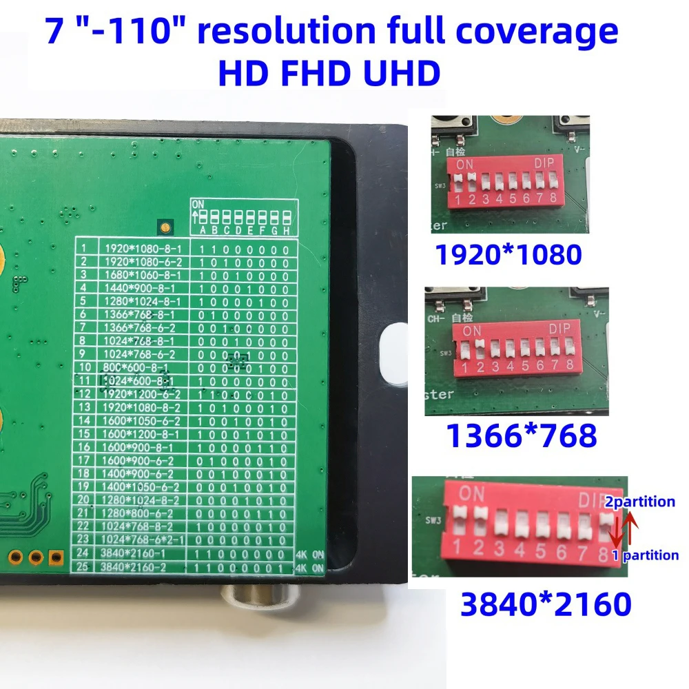 Screen Tester 7-110“ LCD LED TV screen PC monitor 2K 4K HD FHD UHD Tester 1/2 partition TV Display Repair Tool 3840*2160 max