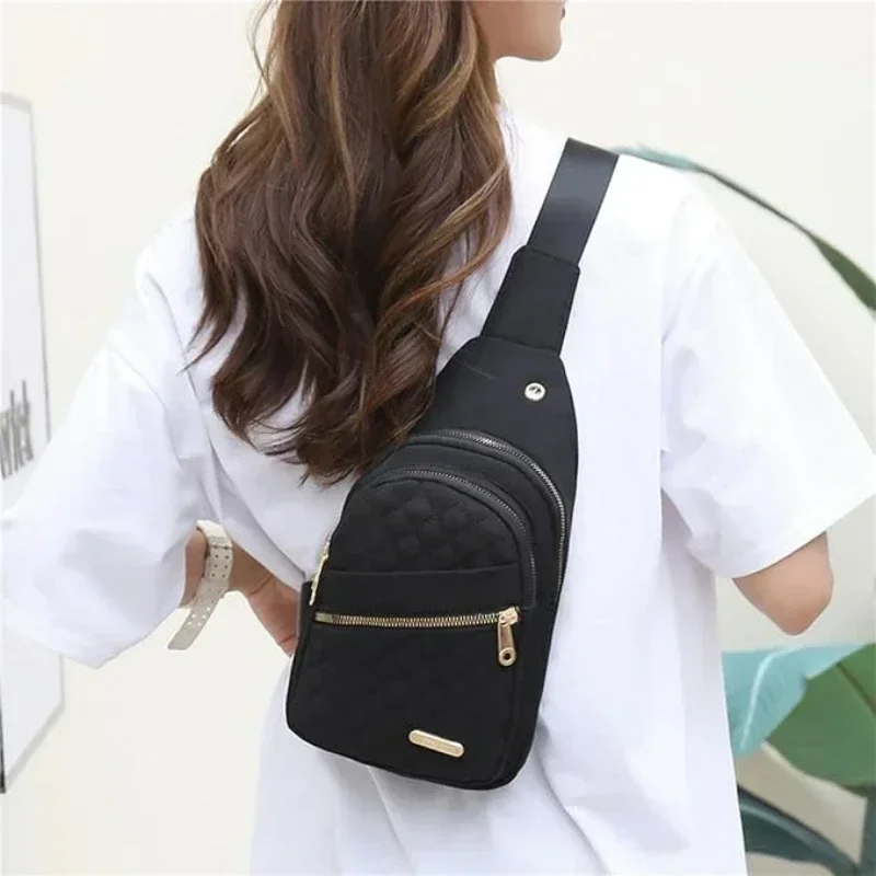 Woman Pink Chest Bag 2024 Ladies Waterproof White Chest Shoulder Sling Bag Women Small Backpacks Men Oxford Cloth Crossbody Bag