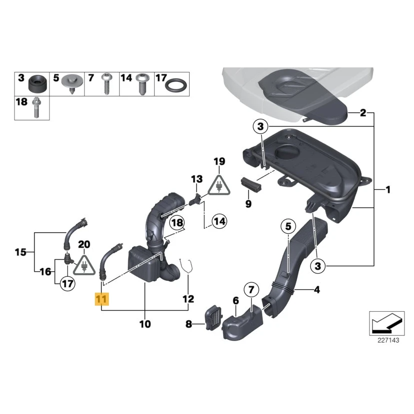 Filtre à Air d'admission tuyau de reniflard pour-BMW 1 3 5 7 E81 E87 E90 N47 N57 F10 F01 13717803842