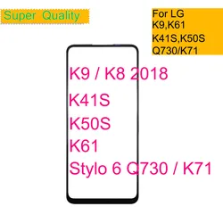 LG için yedek parça K9 K41S K50S K61 dokunmatik ekran paneli ön dış cam Lens için LG Stylo 6 Q730 K71 LCD cam OCA tutkal ile