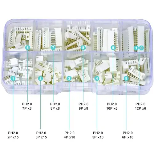 PH2.0 DIP Header Jst 2mm Pitch   96Pcs, JST-PH 2/3/4/5/6/7/8/9/10/12Pin DIP Header Through Hole Vertical Header (PH2.0-DIP-Ver)