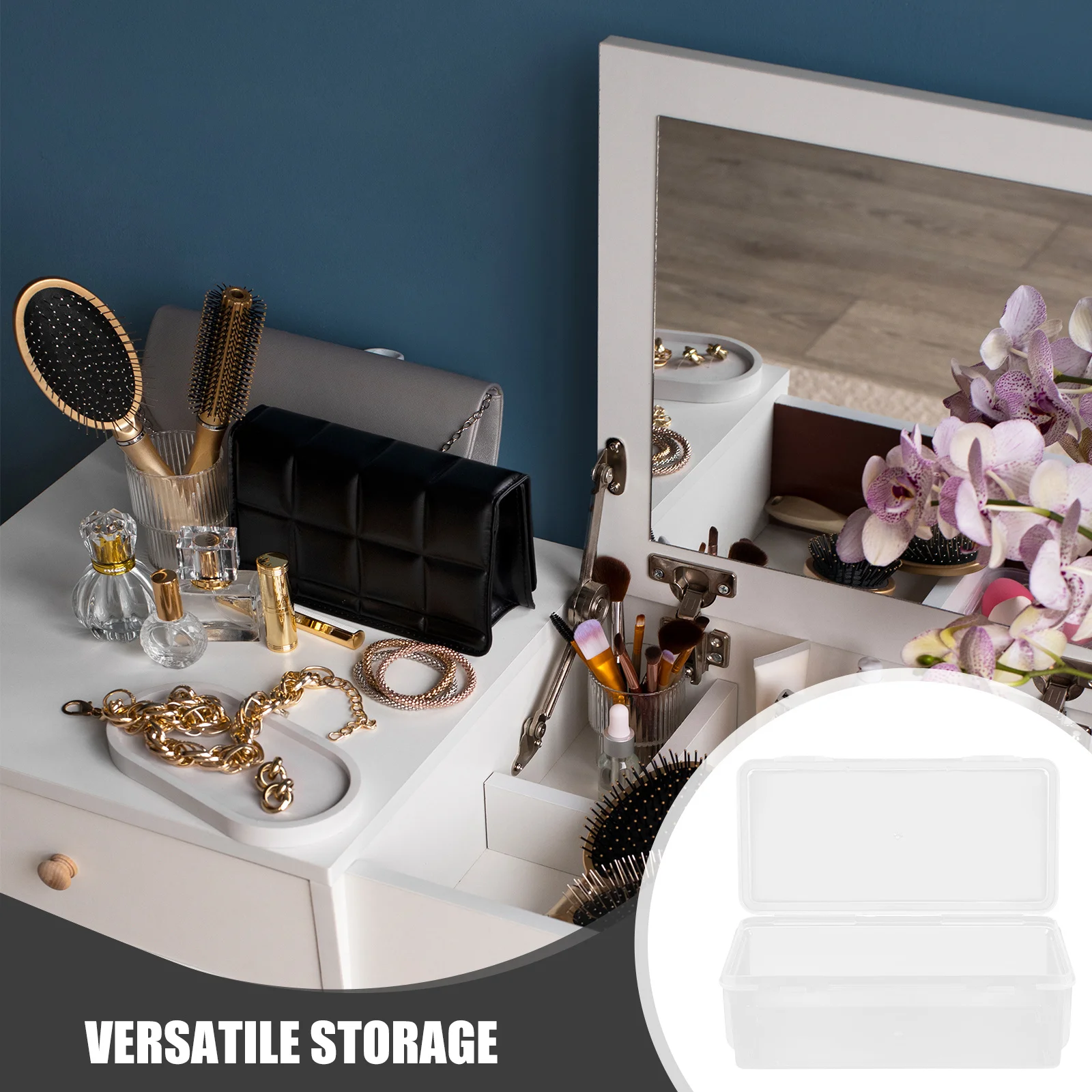 

2pcs Storage Box Transparent Plastic Containers For Classroom Office Desk Organization Stackable Bins Clear Box With Lid For