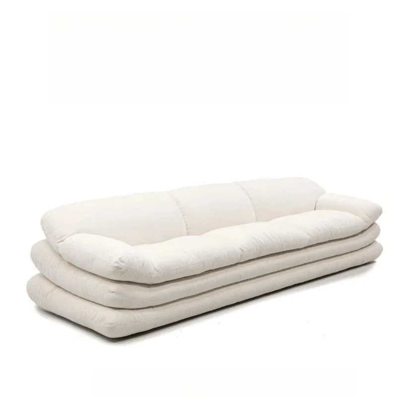 

Sun cotton and linen fabric three-person in-line designer wabi-sabi style replica sofa