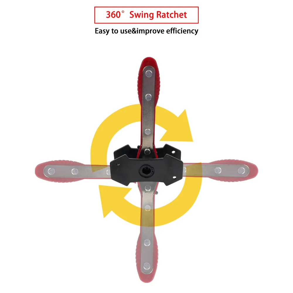 360 Degree Rotation Brake Caliper Press, Tool Car Ratcheting Brake Caliper Piston Spreader Press Tool With 2pcs Steel Plates