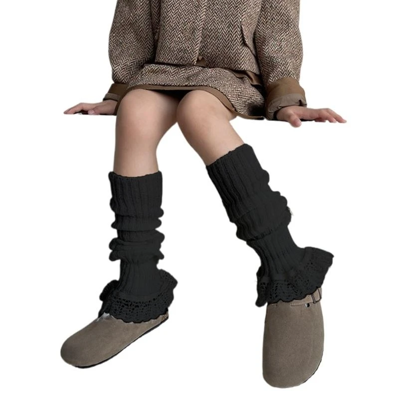 Soft & Breathabke Knitted Leg Warmer for Kids 5-16Y with Lovely Lace Designing Comfortable and Stylish Socks Sleeve 425F