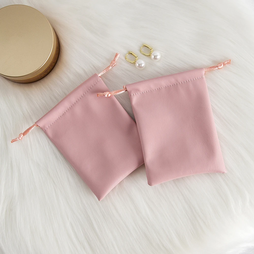 10 Stück PU-Leder rosa Schmuckbeutel Ring Ohrring Armband Kordelzug Beutel Gefälligkeiten tragbare Reise Seife Süßigkeiten Aufbewahrungstasche – Detail 11