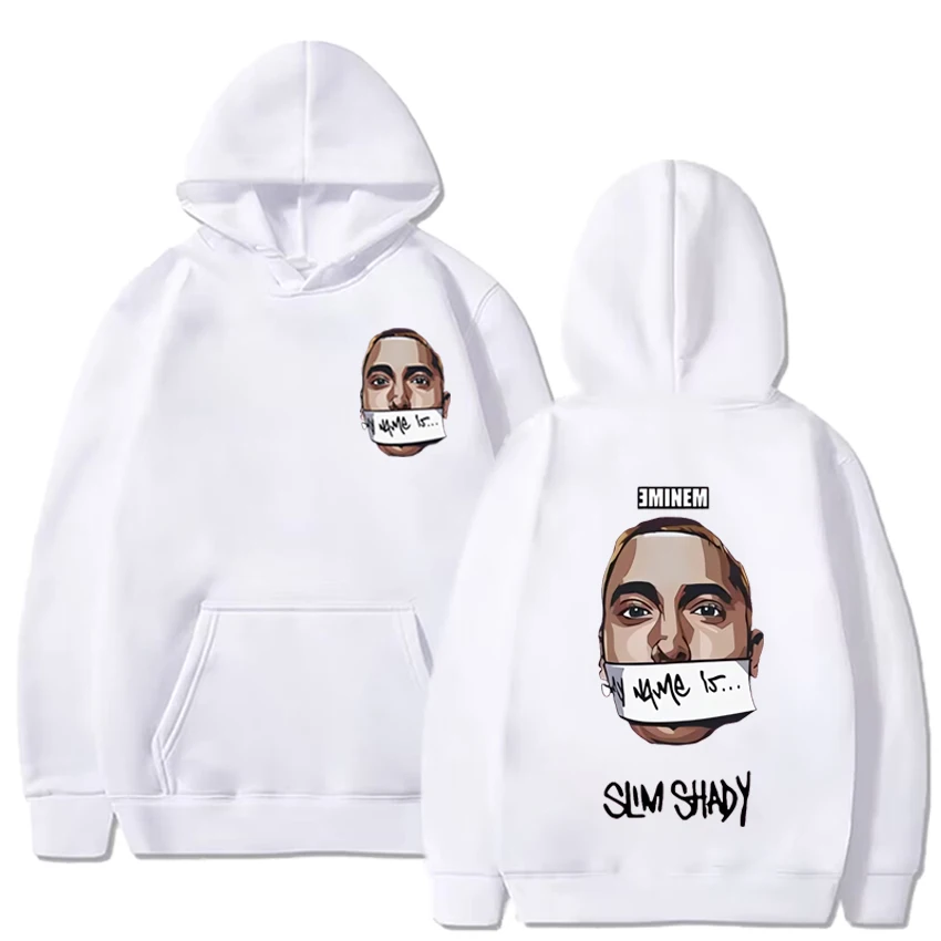 Eminem My Name Is Slim Shady Hoodie Men Rock Rapper Music Album Print Sweatshirt Unisex Hip Hop Fashion Hoodies Y2K Streetwear