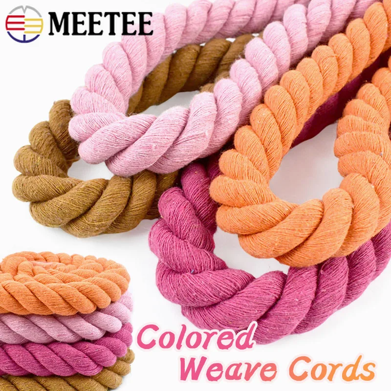 

2/5/10M 8mm 3 Shares Twisted Cotton Cords Gift Box Knapsack Braided Rope Waistband Shoulder Bag StrapCord Sewing Accessories