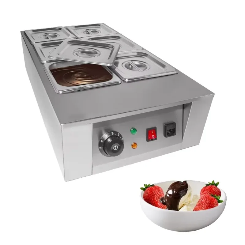 Ce Certified Electric 6-Can Chocolate Melter New Condition Snack Equipment with Cheese Butter Heater Pot