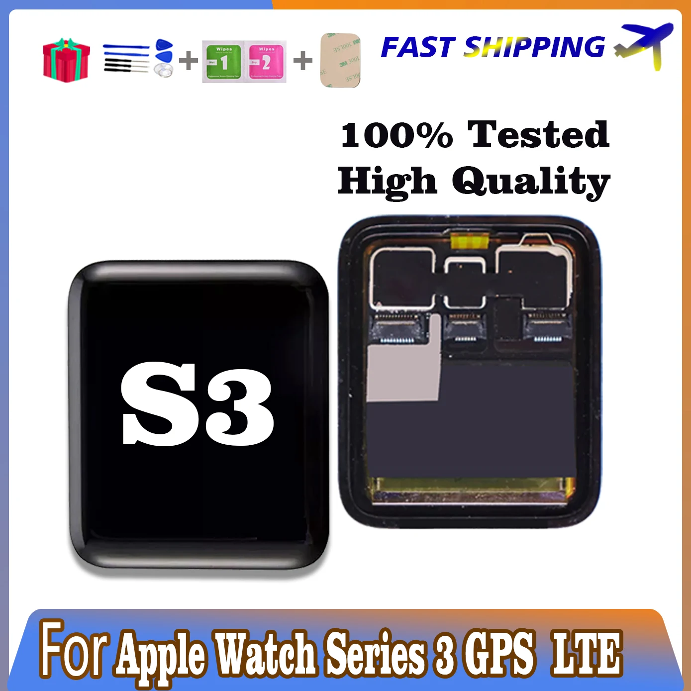 

high quality For Apple Watch Series 3 GPS 38mm 42mm LTE Lcd Display Touch Screen Digitizer iWatch Replacement Assembly Tested